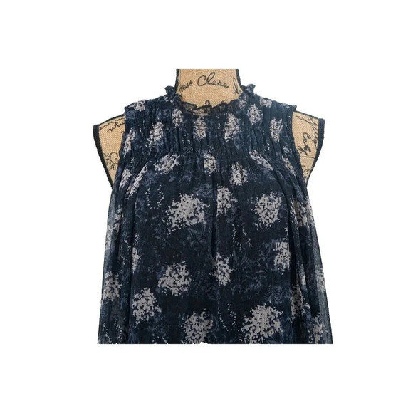 JOIE Mini Dress Womens Small High Neck Lined Sleeveless Floral Flowy - Picture 4 of 8